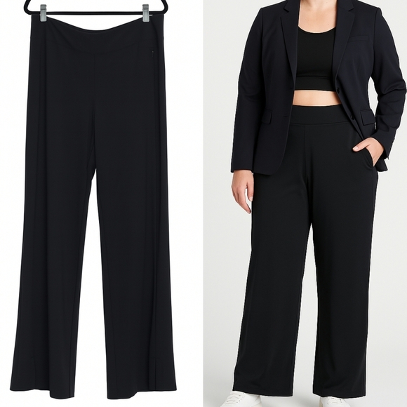 Athleta Pants - Athleta Travel Work Athletic Casual Essential Cosmic Wide Leg Pants Black 16T
